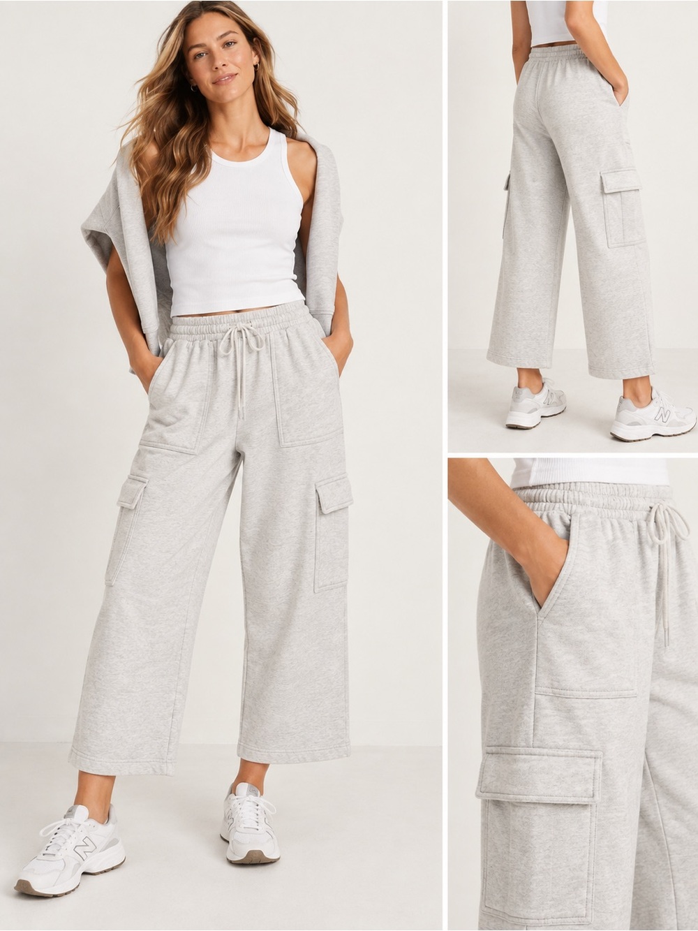 Old Navy SoComfy Cropped Wide Leg Cargo Sweatpants S